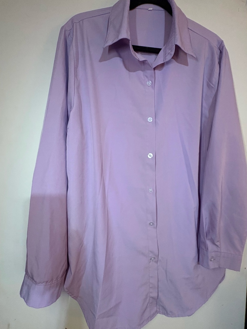 Ladies XXL Classic Long-Sleeve Button-Down Shirt - Light Lavender